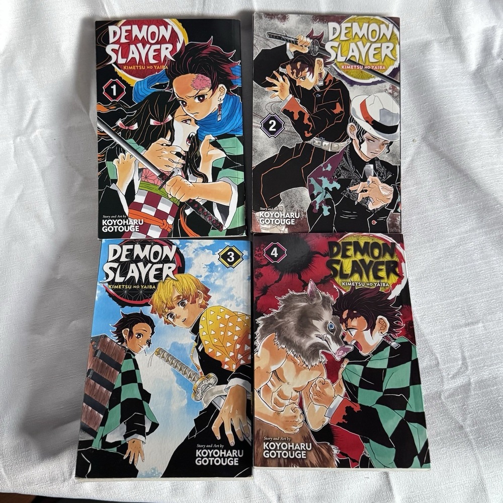 VIZ Demon Slayer Manga Lot Volumes 1-4 English Paperback Set Shonen Jump Anime